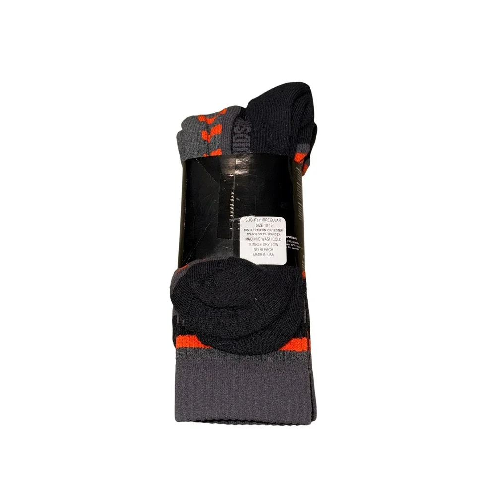 Harley Davidson Socks Large Grey Orange Striped All Weather 2 Pair Pack